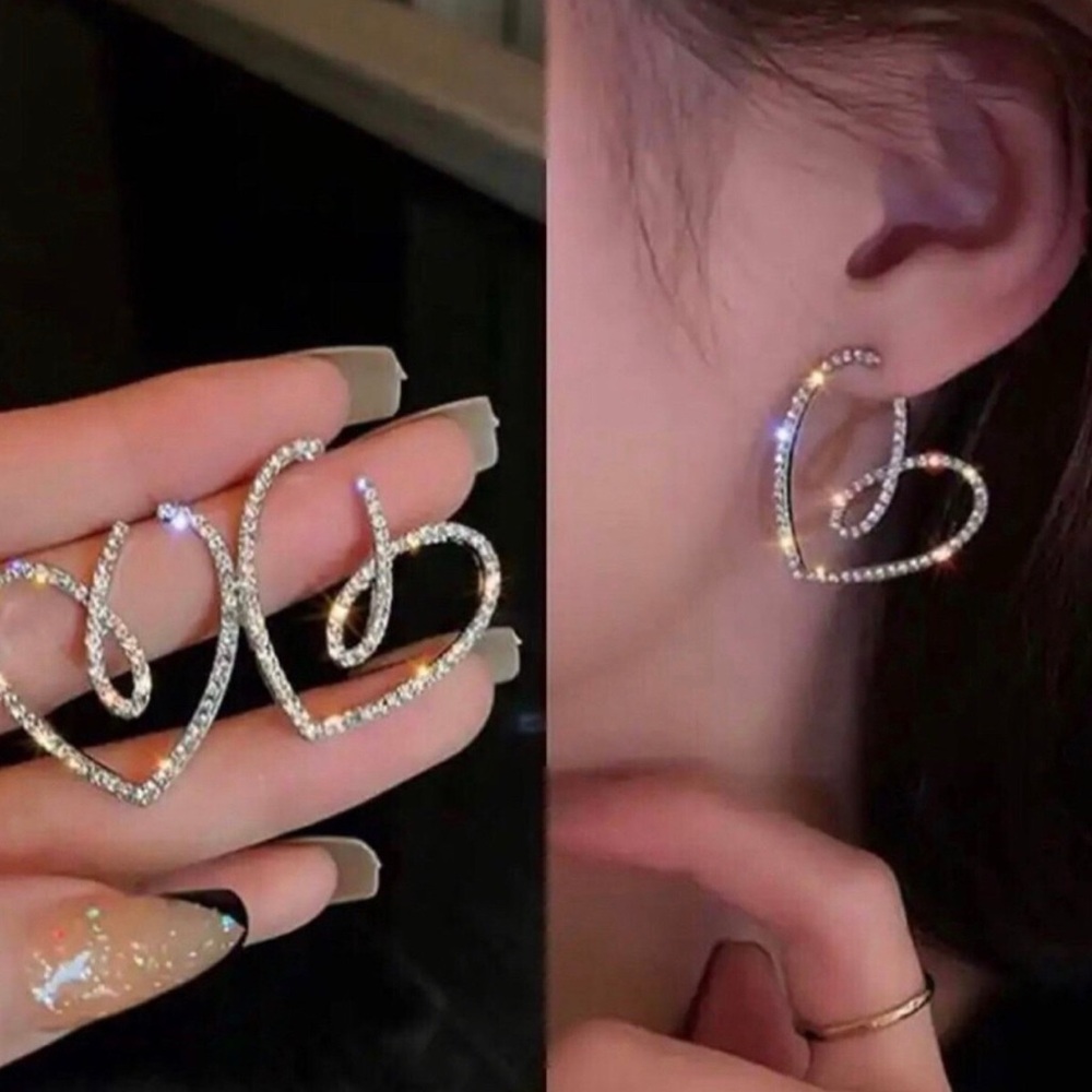 Silver heart earrings